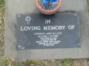 Doreen Ann GILES,
30-5-1912 - 17-2-1997,
wife of Louis,
mother of Patrick, Marie, John, Michael;
Mudgeeraba cemetery, City of Gold Coast