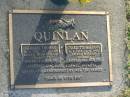 Gerard Thomas QUINLAN,
26-9-1917 - 18-7-1996,
husband of Charlotte,
father of Vincent, Ann, Paul, Carmel & Patricia;
Charlotte Maryann QUINLAN,
6-1-1918 - 4-6-1998,
wife of Gerard,
mother of Vincent, Ann, Paul, Carmel & Patricia;
Mudgeeraba cemetery, City of Gold Coast