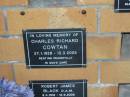 Charles Richard COWTAN,
27-1-1928 - 13-3-2005;
Mudgeeraba cemetery, City of Gold Coast