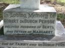 Robert De Burgh PRESSE,
husband of Beryl,
father of Margaret,
eldest son of Fanny & De Burgh PERSSE,
born Wyambyn 7 APril 1912,
died 4 Feb 1961;
Mundoolun Anglican cemetery, Beaudesert Shire