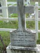Ada Stewart DELPRATT,
died 27 Dec 1914 aged 61 years;
Joseph Henry DELPRATT,
died 26 March 1924 aged 78 years;
Mundoolun Anglican cemetery, Beaudesert Shire