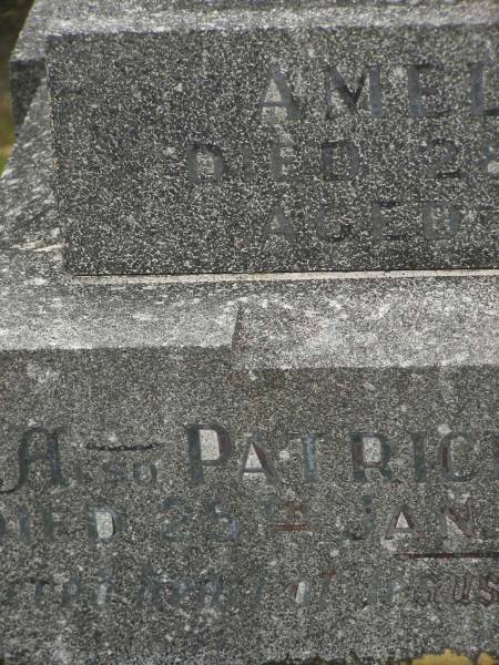 Amelia KELLY,  | died 28 Sept 1949 aged 65 years;  | Patrick Richard KELLY,  | died 25 Jan 1954 aged 76 years;  | Murwillumbah Catholic Cemetery, New South Wales  | 