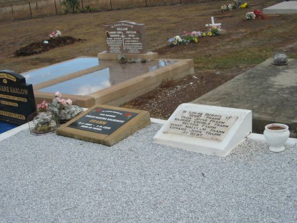 Henry FRAHM;  | Olga Joyce FRAHM;  | Maurice George FRAHM;  | Hector FRAHM;  | Henry Malcolm FRAHM;  | Edward John FRAMH;  | Emilie Martha Wilhemine FRAHM,  | 9-1-1887 - 1-9-1972 aged 85 years,  | mother;  | Nobby cemetery, Clifton Shire  | 