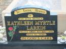 Kathleen Myrtle LARKIN,
died 9 May 1995 aged 85 years,
mother;
Nobby cemetery, Clifton Shire