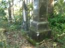 Eliza,
wife of Alexander LOGAN,
died 23 Aug 1911 aged 78 years;
Christina Sarah,
daughter of Alexander & Eliza LOGAN,
died 12 April 1877 aged 2 years 7 months;
Alexander LOGAN,
died 15 Sept 1888 aged 58 years;
North Tumbulgum cemetery, New South Wales