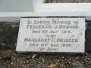 Nundah German Station Cemetery:
Frederick J. Bridges, Margaret C. Bridges