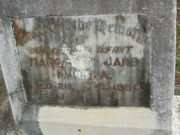 Margaret Jane MURTHA,  | infant,  | died 21 Dec 1950;  | Pimpama Uniting cemetery, Gold Coast  | 