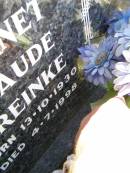 Garnet Claude GREINKE, husband son-in-law,
born 13-10-1930 died 4-7-1998;
Pine Mountain St Peters Anglican cemetery, Ipswich