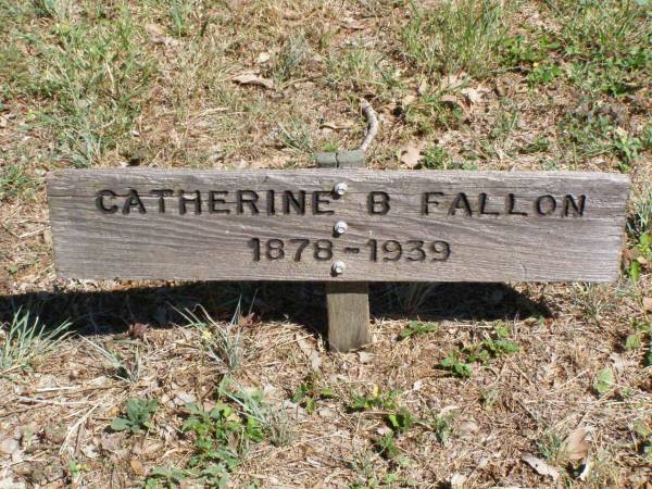 Catherine B. FALLON,  | 1878 - 1939;  | Patrick FALLON,  | 1875 - 1952;  | Pine Mountain Catholic (St Michael's) cemetery, Ipswich  | 