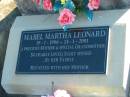 Bertha W A DENNIEN
25 Jan 1931, aged 54
Mabel Martha LEONARD
b: 19 Jan 1906, d: 24 Jan 2001
Plainland Lutheran Cemetery, Laidley Shire