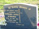 Edward Otto SCHEIWE, husband father grandfather,
born 18 May 1915 died 24 October 1991;
Plainland Lutheran Cemetery, Laidley Shire
