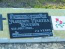 Florence Martha WATSON,
died 4 July 1965 aged 73 years;
Polson Cemetery, Hervey Bay