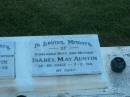 Albert AUSTIN,
husband father,
22-9-1897 - 29-9-72;
Isabel May AUSTIN,
wife mother,
14-10-1902 - 7-7-94;
Polson Cemetery, Hervey Bay