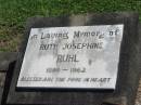 Ruth Josephine RUHL,
1899 - 1962;
Polson Cemetery, Hervey Bay