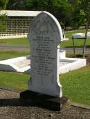 Sarah Jane,
wife of John MCLIVER,
died 12 Sept 1913 aged 61 years;
Robert Dunlop,
son,
died 21 July 1913 aged 28 years;
David C.C. MCLIVER,
son,
died Adelaide Hospital 23 Aug 1915 aged 20 years;
John MCLIVER,
died 17 Feb 1929 aged 83 years;
Polson Cemetery, Hervey Bay