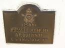 Russell Alfred ARBUTHNOT,
died 5-7-1995 aged 70 years;
Polson Cemetery, Hervey Bay