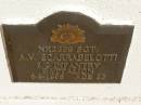 A.V. SCARRABELOTTI,
died 6-9-1996 aged 82 years;
Polson Cemetery, Hervey Bay