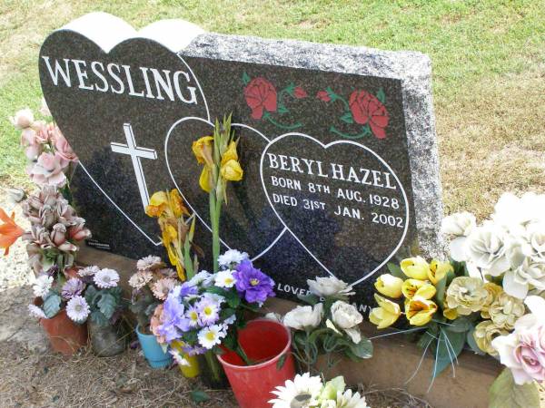 Beryl Hazel WESSLING,  | born 8 Aug 1928 died 31 Jan 2002;  | Ropeley Immanuel Lutheran cemetery, Gatton Shire  | 