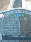 Leslie Clarence LOBEGEIGER,
husband of Rubina,
father grandfather,
7-8-1912 - 8-8-2003;
Rosevale Church of Christ cemetery, Boonah Shire