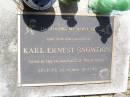 Karl Ernest SNOWDON,
son brother,
27-7-73 - 21-1-99 aged 25 years;
Samsonvale Cemetery, Pine Rivers Shire