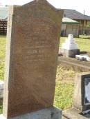 Andrew MOLES,
died 4 Feb 1923 aged 55 years;
Helen Kate,
wife,
died 12 Oct 1950 aged 76 years;
Bald Hills (Sandgate) cemetery, Brisbane