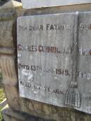 Charles CUNNINGHAM,
father,
died 13 Nov 1918 aged 67 years;
Hannah CUNNINGHAM,
mother,
died 12 Aug 1933 aged 71 years;
Bald Hills (Sandgate) cemetery, Brisbane