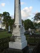 Mary DEAGON,
mother,
died 20 Sept 1884 aged 66 years;
Charles Smith DEAGON,
died Devonshire 26 March 1887 aged 29 years;
Agnes,
eldest daughter,
wife of Henry MARSHALL,
died 6 Oct 1913 aged 53 years;
William DEAGON,
died 3 May 1885 aged 65 years;
Bald Hills (Sandgate) cemetery, Brisbane