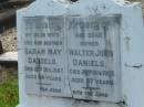 Sarah May DANIELS,
wife mother,
died 15 Dec 1947 aged 64 years;
Walter John DANIELS,
father,
died 28 Nov 1965 aged 87 years;
Bald Hills (Sandgate) cemetery, Brisbane