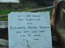 Eliza Ann BUNDY,
mother,
died 27 Sept 1937 aged 64 years;
Mary,
wife of Samuel UNWIN,
died 17 July 1917 in 72nd year;
Samuel UNWIN,
died 8 Feb 1920 in 74th year;
Ellen Henrietta,
wife of late Frank DAY,
died 9 Jan 1932 aged 44 years;
Margaret Dothorty,
wife of David UNWIN,
died 14 Jan 1915? aged 39 years;
Elizabeth Virtue UNWIN,
died 20 June 1949 aged 72 years;
Bald Hills (Sandgate) cemetery, Brisbane