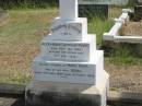Alexander Cumming RAFF
Born 22 Dec 1852
Died 12 Feb 1932,
his wife
Nora RAFF
Born 21 Jul 1869
Died 12 Sep 1934
Sherwood (Anglican) Cemetery, Brisbane
