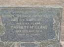 George McGEARY
19 Mar 1939, aged 63
Harriett McGEARY
16 May 1964, aged 90
Stone Quarry Cemetery, Jeebropilly, Ipswich