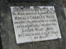 Ronald Charles WASS
20 Dec 1963, aged 48
Evelyn Maud WASS
30 Dec 1973, aged 67
Stone Quarry Cemetery, Jeebropilly, Ipswich