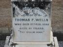 Thomas F WELLS
17 Feb 1895, aged 51
Stone Quarry Cemetery, Jeebropilly, Ipswich