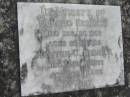 Conrad HEDRICK
26 Dec 1969, aged 96
Walter G HEDRICK
5 Jun 1971, aged 57
Stone Quarry Cemetery, Jeebropilly, Ipswich