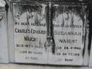 Charles Edward WAIGHT
1 Oct 1925, aged 55
Susannah WAIGHT
2 Feb 1966, aged 94
Stone Quarry Cemetery, Jeebropilly, Ipswich
