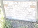 John LAWLESS,
died 29-9-1928 aged 40 years;
Maria Jane LAWLESS,
died 26-11-1966 aged 74 years;
Armstrong John LAWLESS,
died 9-3-1921 aged 12 days;
Swan Creek Anglican cemetery, Warwick Shire