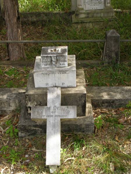 John CRIMP,  | died Palm Beach 19 Feb 1930 aged 70 years;  | Tallebudgera Catholic cemetery, City of Gold Coast  | 