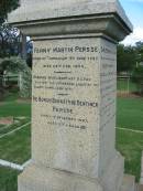 
Fanny Martin PERSSE
b: Tamrookum 9 Jun 1887, d: 24 Feb 1944
De Burgh Bannatyne Bentinck PERSSE
d: 11 Dec 1947, aged 67
Tamrookum All Saints church cemetery, Beaudesert 
