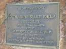 
Katharine Mary PHILP (nee COLLINS)
(wife of) Colin John Campbell PHILP)
of Wyaralong
b: 17 Aug 1880, d: 8 Oct 1959
beloved mother of their eight children
Tamrookum All Saints church cemetery, Beaudesert 
