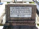 Karl G. LUKRITZ, husband father,
died 11 Aug 1937 aged 64 years;
Tarampa Apostolic cemetery, Esk Shire