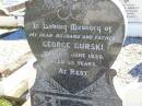 George GURSKI, husband father,
died 1 June 1939 aged 25 years;
Tarampa Apostolic cemetery, Esk Shire