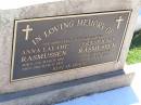 prents grandparents;
Anna Lalame RASMUSSEN,
born 12 March 1886 died 29 March 1969;
Ernest Karl RASMUSSEN,
born 23 Sept 1886 died 15 May 1969;
Tarampa Apostolic cemetery, Esk Shire