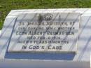 Leon Albert RASMUSSEN, son brother,
died 6 Feb 1974 aged 8 years 10 months;
Tarampa Apostolic cemetery, Esk Shire