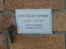 John Charls JOBBER,
5-4-1934 - 12-10-2005,
husband father pop;
Tea Gardens cemetery, Great Lakes, New South Wales
