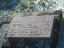 Marjory Mena FIEBIG (nee GARLING),
born 19-1-1915,
died 19-1-1996,
mother of Ross, Geoff & Bev,
remembered by grandchildren;
Tea Gardens cemetery, Great Lakes, New South Wales