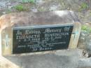 Elizabeth HUNTINGTON,
8-7-1928 - 28-8-2001,
wife of Noel,
mother grandmother;
Tea Gardens cemetery, Great Lakes, New South Wales