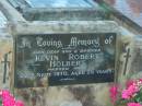 Kevin Robert HOLBERT,
son brother,
died 22 Sept 1970 aged 25 years;
Tea Gardens cemetery, Great Lakes, New South Wales