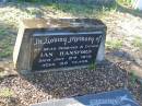 Ian HANSFORD,
husband father,
died 24 July 1975 aged 59 years;
Ellen Catherine HANSFORD,
wife of Ian,
mother of Linda,
1914 - 1992;
Tea Gardens cemetery, Great Lakes, New South Wales