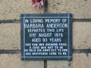 Barbara ANDERSON
31 Aug 1976
aged 83
The Gap Uniting Church, Brisbane