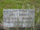 Jane HIBBETT;
Augustian HIBBETT;
Frances Theresa HIBBETT;
Tiaro cemetery, Fraser Coast Region